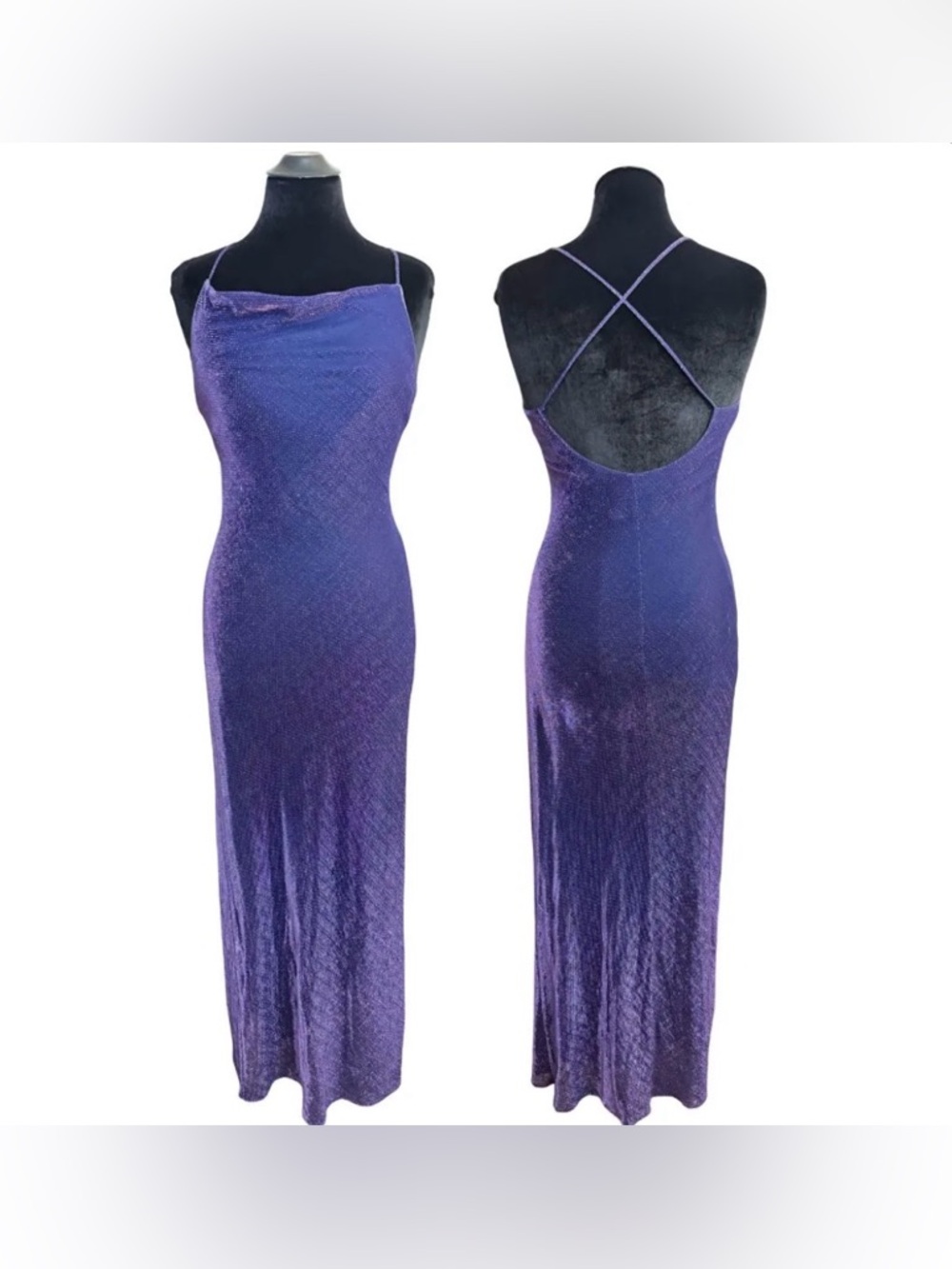 Y2K Glitter Metallic Micro Mesh Maxi Dress